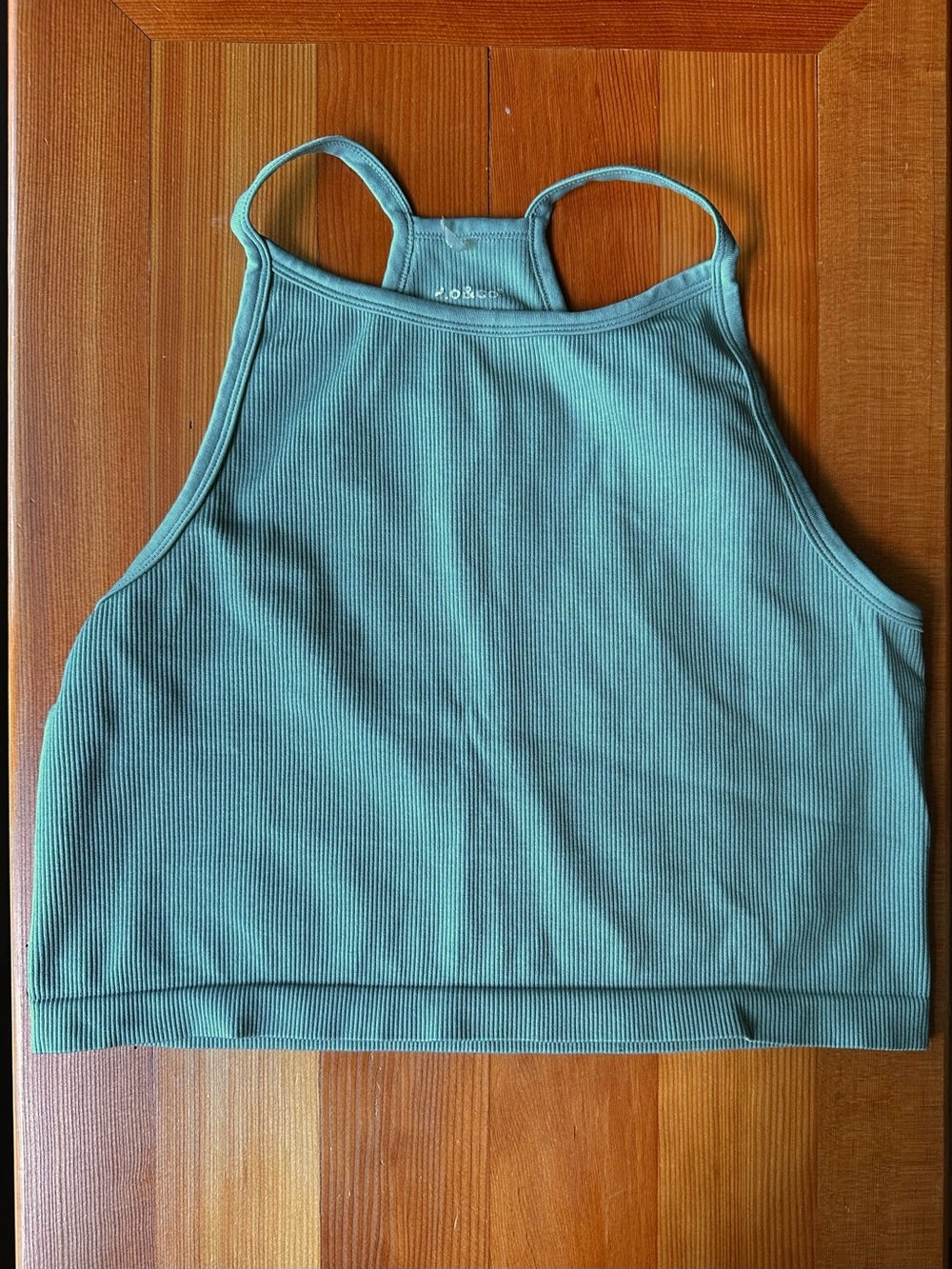J. O & Co Women’s Ribbed Halter Crop Tank Top in Turquoise - Size L-XL